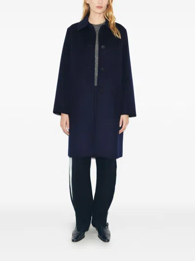 Tory Burch Reversible Wool Coat In Blue