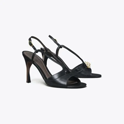 Tory Burch Twisted Heel T-strap Sandal In Black