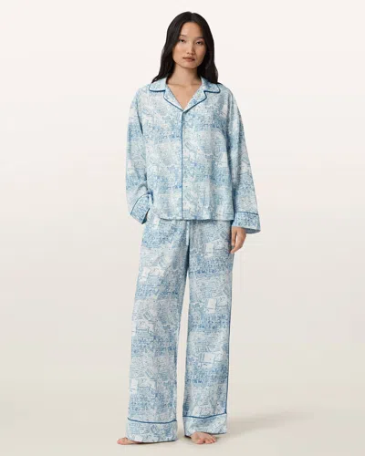 Allsaints Maude Map Print Pajamas In Blue