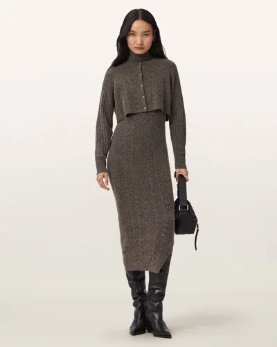 Allsaints Sabine 2-in-1 Maxi Dress In Gray