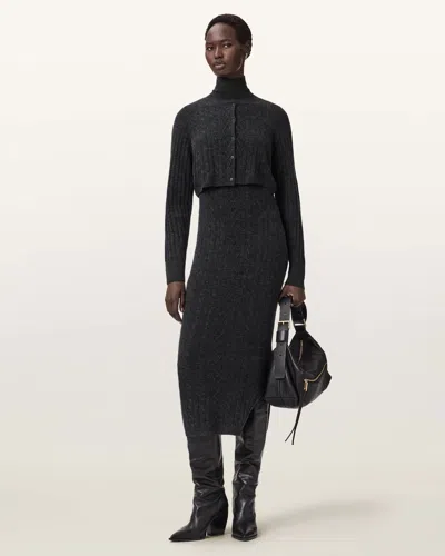 Allsaints Sabine 2-in-1 Maxi Dress In Gray