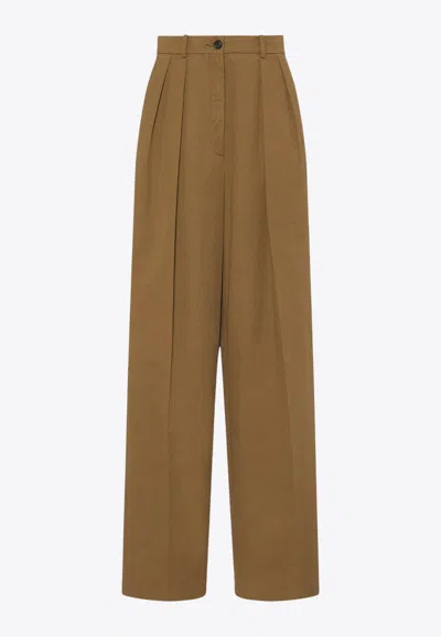 The Row Igor Pantaloni In Cotone E Cashmere In Brown