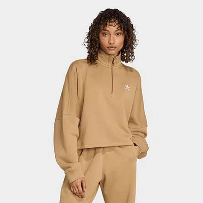 Adidas Originals Women's Originals Essentials Half-zip Fleece Sweatshirt In Brown