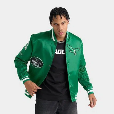 Pro Standard Men's Philadelphia Eagles Nfl Old English Satin Jacket In Green