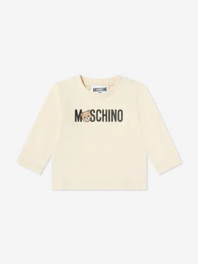 Moschino Baby Long Sleeve Logo T-shirt In Neutral