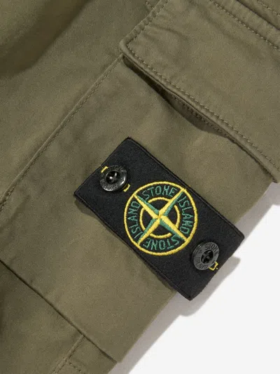 Stone Island Boys Cargo Trousers In Green