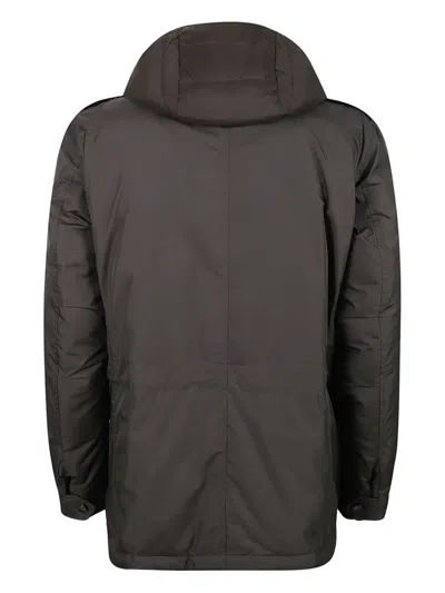 Moorer Water-resistant Brown Goose Down Parka With Removable Hood In Gray