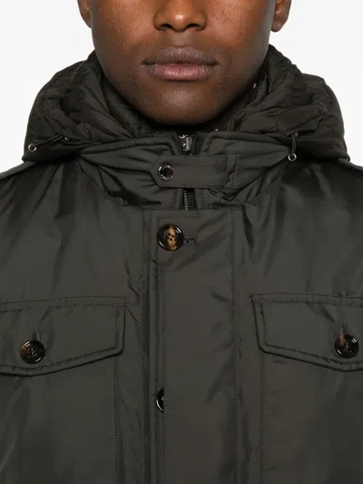 Moorer Water-resistant Brown Goose Down Parka With Removable Hood In Gray