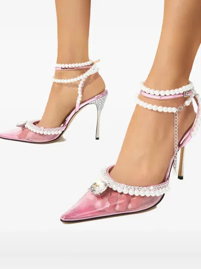 Mach&mach Diamond Of Elizabeth Embellished Pvc And Patent-leather Sandals In Pink