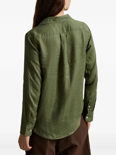 Polo Ralph Lauren Long Sleeve Shirt Collared Neck Buttons In Green