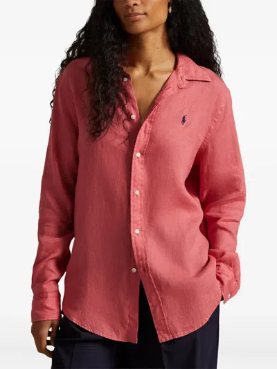 Polo Ralph Lauren Button-down Long-sleeve Shirt In Red