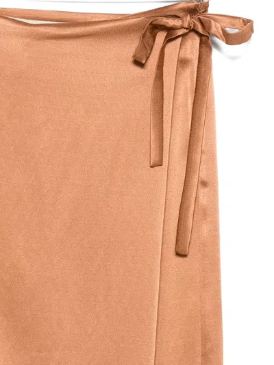 Alysi Tie Wrap Midi Skirt In Brown