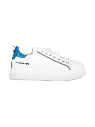 Dsquared2 Logo Glitter Sneakers In White