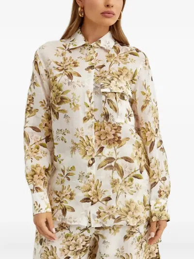 Zimmermann Floral Pocket Shirt In Neutral