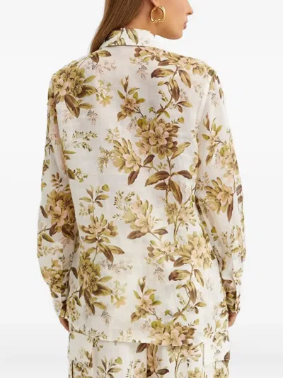 Zimmermann Floral Pocket Shirt In Neutral