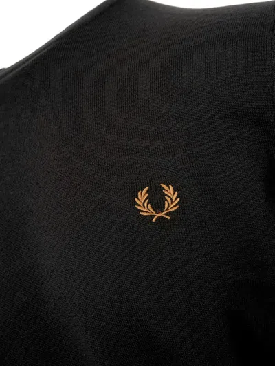 Fred Perry Black Embroidered Turtleneck In Black