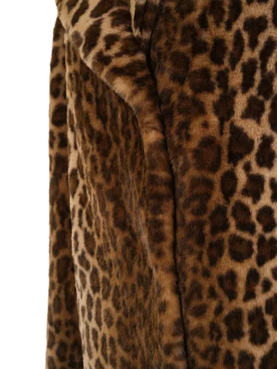 Mc2 Saint Barth Collared Animal Print Coat In Brown