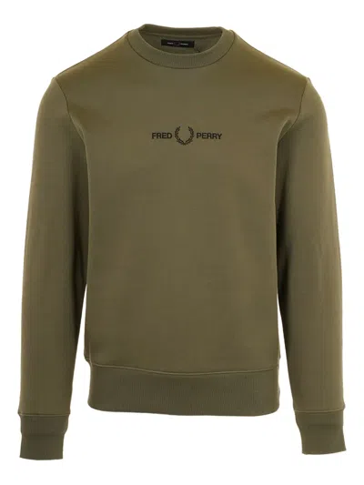 Fred Perry Logo Crew-neck Sweater In Green