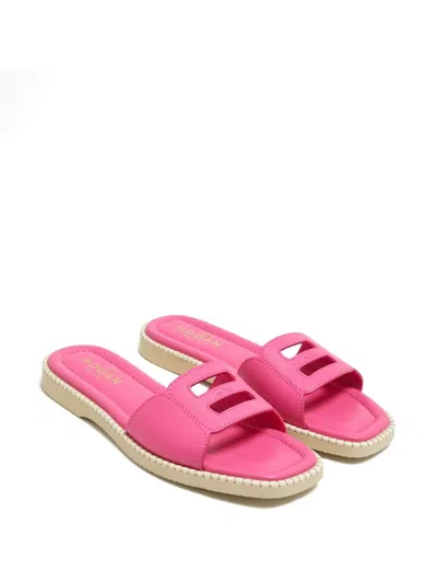 Hogan Logo-detail Flat Sandals In Pink
