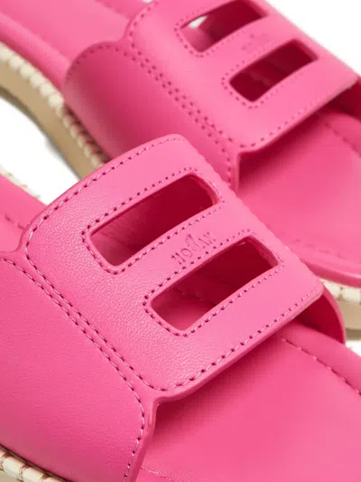 Hogan Logo-detail Flat Sandals In Pink