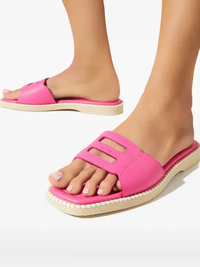 Hogan Logo-detail Flat Sandals In Pink
