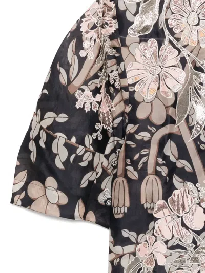 Biyan Floral-print Blouse In Blue