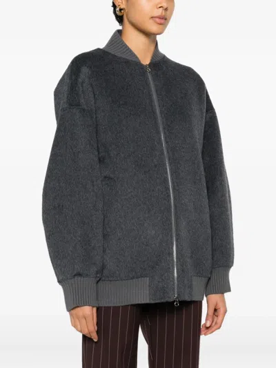 Isabelle Blanche Zip-fastening Jacket In Gray