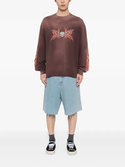 Kamiya Skull-frame T-shirt In Brown