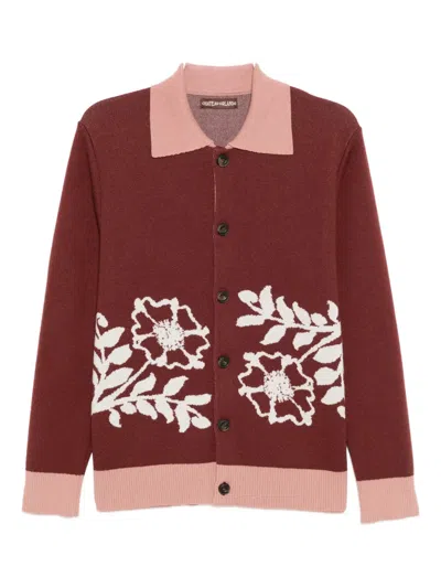 Chateau Orlando Polo Cardigan In Red
