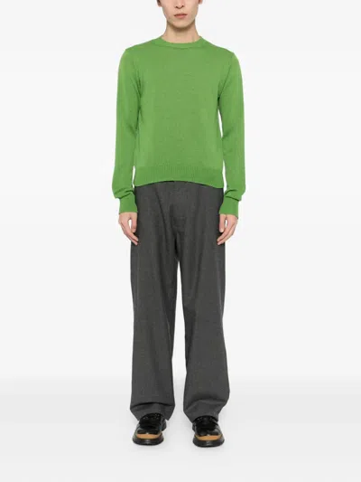 Auralee Crew-neck Long-sleeved Sweater In Green