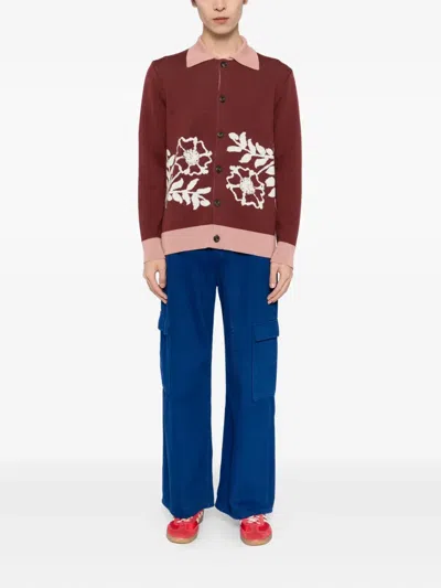 Chateau Orlando Polo Cardigan In Red