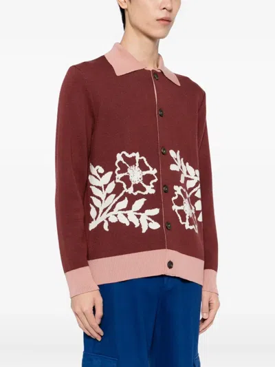 Chateau Orlando Polo Cardigan In Red