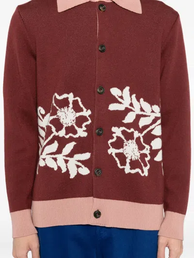 Chateau Orlando Polo Cardigan In Red