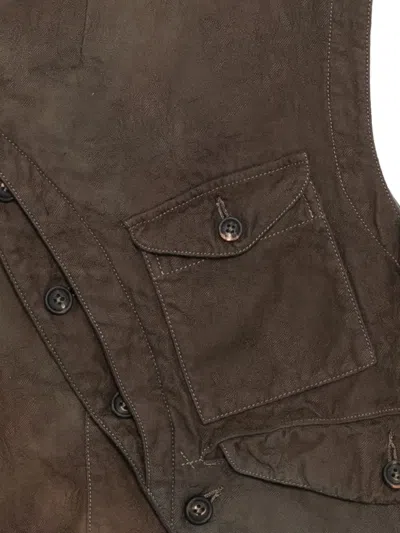 Ziggy Chen Asymmetric-hem Vest In Brown