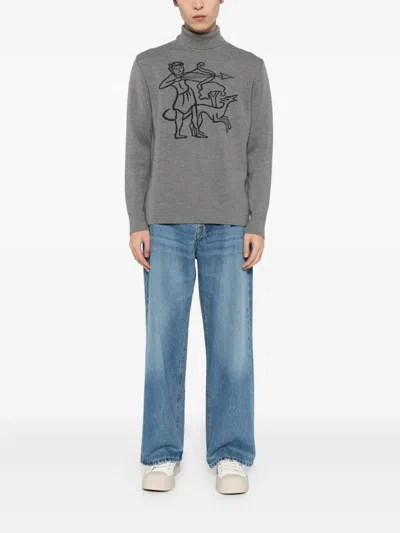 Chateau Orlando Ribbed Turtleneck Sweater In Gray