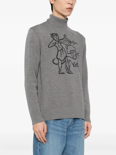 Chateau Orlando Ribbed Turtleneck Sweater In Gray