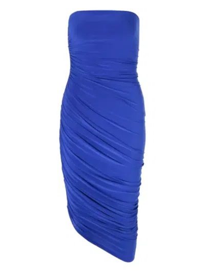 Norma Kamali Draped-design Asymmetric Dress In Blue