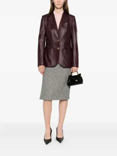 Tagliatore Button Lambskin Jacket In Red