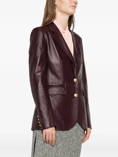 Tagliatore Button Lambskin Jacket In Red