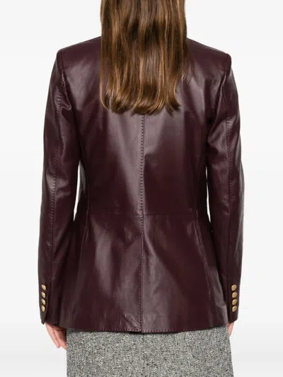 Tagliatore Button Lambskin Jacket In Red