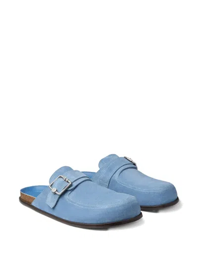 Jimmy Choo Etta Buckle Suede Mule In Blue