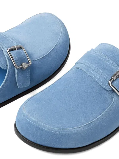 Jimmy Choo Etta Buckle Suede Mule In Blue