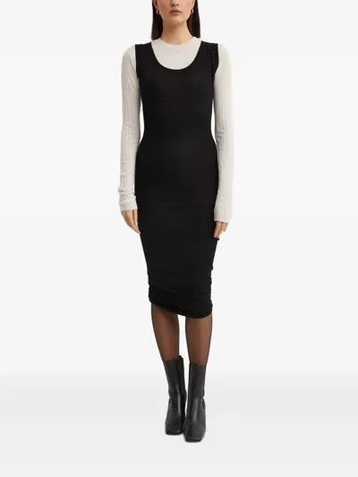 Marni Crew-neck Logo-embroidered Dress In Black