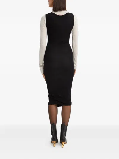 Marni Crew-neck Logo-embroidered Dress In Black