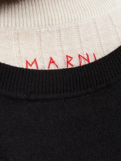 Marni Crew-neck Logo-embroidered Dress In Black