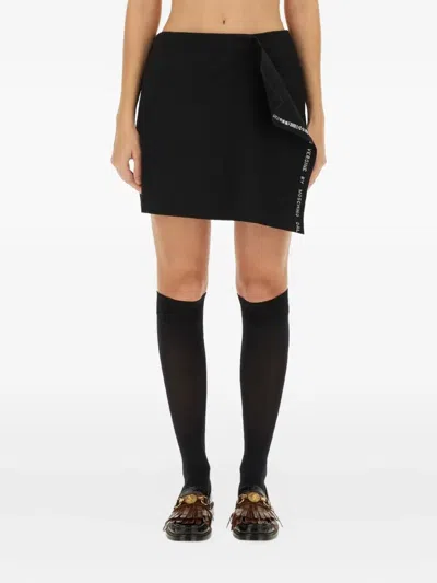 Moschino Wool Wrap Skirt In Black