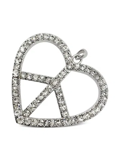 Pre-owned Jennifer Gibson Jewellery 1980s Rhinestone-embellished Peace Pendant In Gray