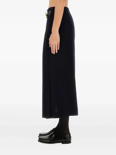 Moschino High Waist Pleated Midi Skirt Toggle In Black