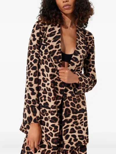 Mystique Safari Animal-print Blazer In Black