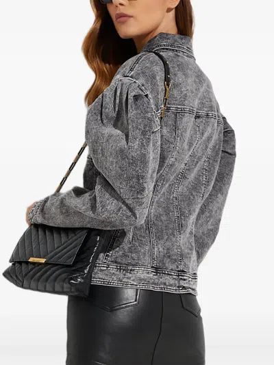 Norma Kamali Puff-sleeves Denim Jacket In Gray